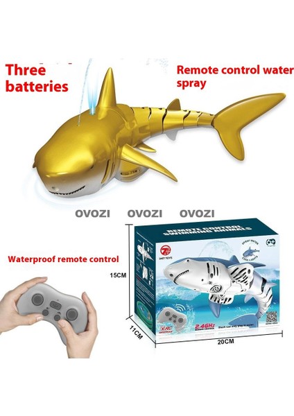 Ovozı Uzaktan Kumandalı Köpekbalığı Rc Balina Rc Balık Çocuk Su Oyuncakları (Yurt Dışından)