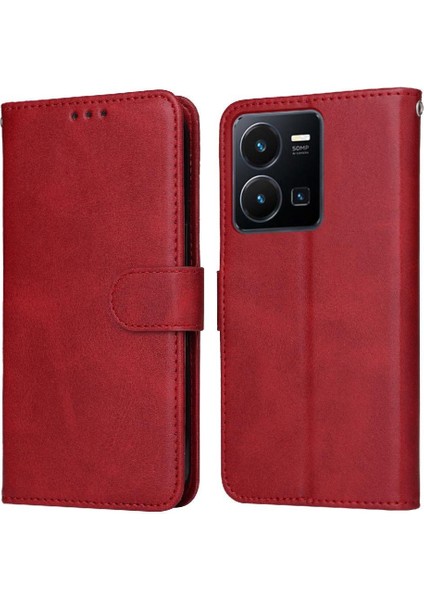 Vivo Y35 4g Basit Iş Pu Deri Manyetik Kapaklı Cüzdan Telefon Kılıfı Kart Tutuculu Koruma Kılıfı (Yurt Dışından)