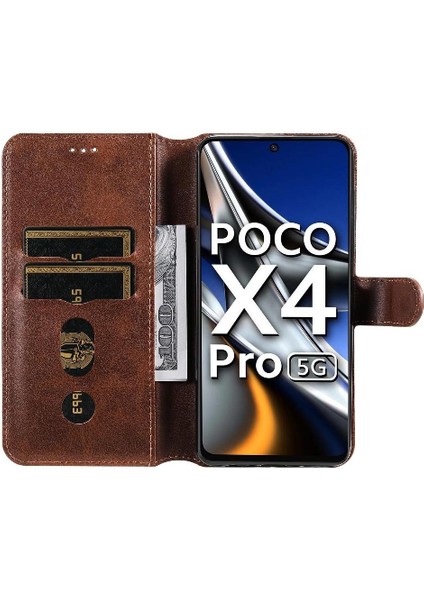 Xiaomi Poco X4 Pro 5g Basit Iş Pu Deri Manyetik Kapaklı Cüzdan Telefon Kılıfı Kart Tutuculu Koruma Kılıfı (Yurt Dışından) indirimleri