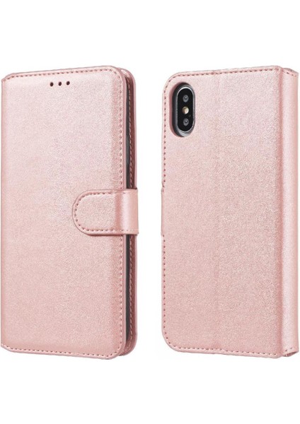 iPhone Xs Max Basit Iş Pu Deri Manyetik Kapaklı Cüzdan Telefon Kılıfı Kart Tutuculu Koruma Kılıfı (Yurt Dışından)