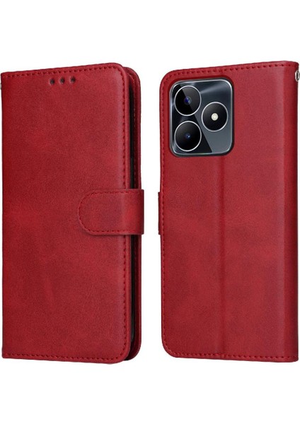 Realme Note 50 4g Basit Iş Pu Deri Manyetik Kapaklı Cüzdan Telefon Kılıfı Kart Tutuculu Koruma Kılıfı (Yurt Dışından)