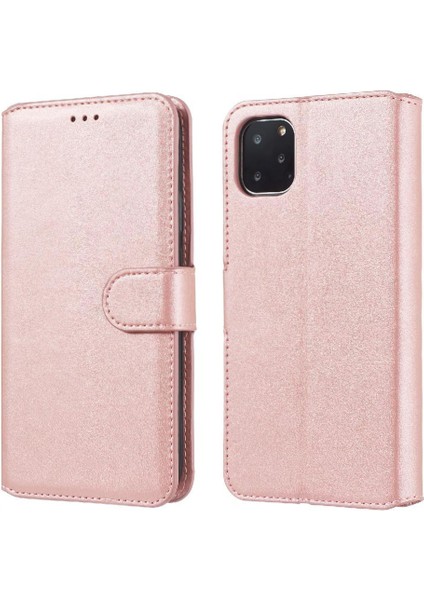 iPhone 11 Pro Max Basit Iş Pu Deri Manyetik Kapaklı Cüzdan Telefon Kılıfı Kart Tutuculu Koruma Kılıfı (Yurt Dışından)