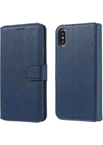 iPhone Xs Max Basit Iş Pu Deri Manyetik Kapaklı Cüzdan Telefon Kılıfı Kart Tutuculu Koruma Kılıfı (Yurt Dışından)