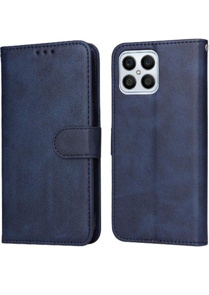 Honor X8 Basit Iş Pu Deri Manyetik Kapaklı Cüzdan Telefon Kılıfı Kart Tutuculu Koruma Kılıfı (Yurt Dışından)
