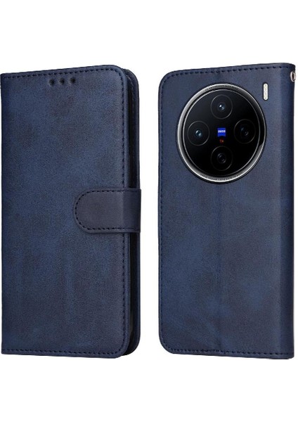 Vivo X200 Pro Basit Iş Pu Deri Manyetik Kapaklı Cüzdan Telefon Kılıfı Kart Tutuculu Koruma Kılıfı (Yurt Dışından)