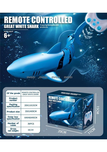 Ovozı Uzaktan Kumandalı Köpekbalığı Rc Balina Rc Balık Çocuk Su Oyuncakları (Yurt Dışından)