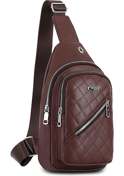 Omuz Göğüs Çantası Erkek Modelleri Crossbody Büyük Kapasiteli Moda Kadın Su Geçirmez Pu Doku Cep Telefonu Crossbody Çanta (Yurt Dışından)