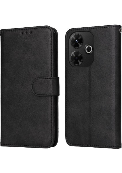 Xiaomi Poco M6 4g Basit Iş Pu Deri Manyetik Kapaklı Cüzdan Telefon Kılıfı Kart Tutuculu Koruma Kılıfı (Yurt Dışından)