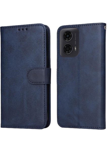 Motorola Moto G24 Basit Iş Pu Deri Manyetik Kapaklı Cüzdan Telefon Kılıfı Kart Tutuculu Koruma Kılıfı (Yurt Dışından)