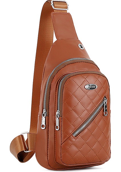 Omuz Göğüs Çantası Erkek Modelleri Crossbody Büyük Kapasiteli Moda Kadın Su Geçirmez Pu Doku Cep Telefonu Crossbody Çanta (Yurt Dışından)