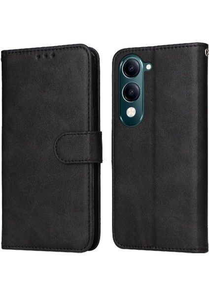 Vivo Y04 Basit Iş Pu Deri Manyetik Kapaklı Cüzdan Telefon Kılıfı Kart Tutuculu Koruma Kılıfı (Yurt Dışından)