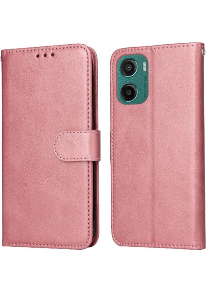 Motorola Moto E15 Basit Iş Pu Deri Manyetik Kapaklı Cüzdan Telefon Kılıfı Kart Tutuculu Koruma Kılıfı (Yurt Dışından)