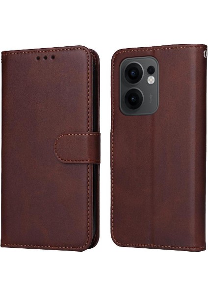 Oppo Reno 13F Basit Iş Pu Deri Manyetik Kapaklı Cüzdan Telefon Kılıfı Kart Tutuculu Koruma Kılıfı (Yurt Dışından)