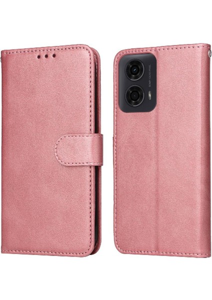 Motorola Moto G24 Basit Iş Pu Deri Manyetik Kapaklı Cüzdan Telefon Kılıfı Kart Tutuculu Koruma Kılıfı (Yurt Dışından)