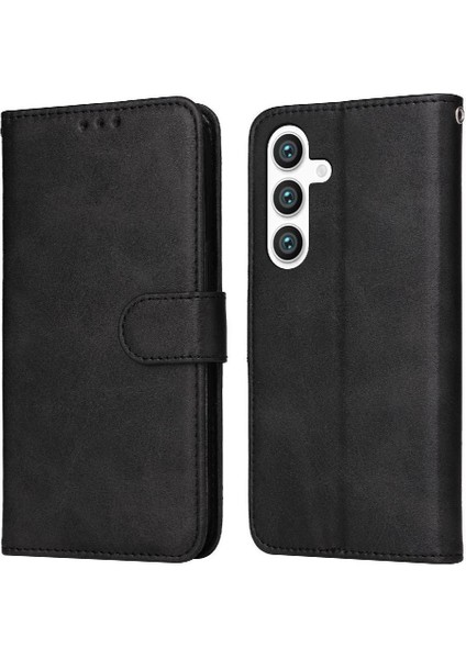 Samsung Galaxy S25 Basit Iş Pu Deri Manyetik Kapaklı Cüzdan Telefon Kılıfı Kart Tutuculu Koruma Kılıfı (Yurt Dışından)