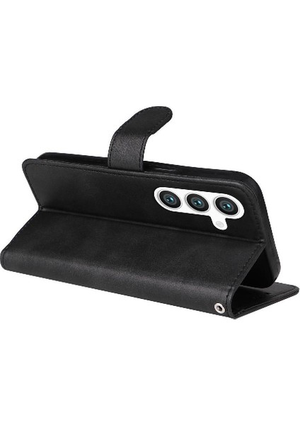 Samsung Galaxy S25 Basit Iş Pu Deri Manyetik Kapaklı Cüzdan Telefon Kılıfı Kart Tutuculu Koruma Kılıfı (Yurt Dışından) fırsatları