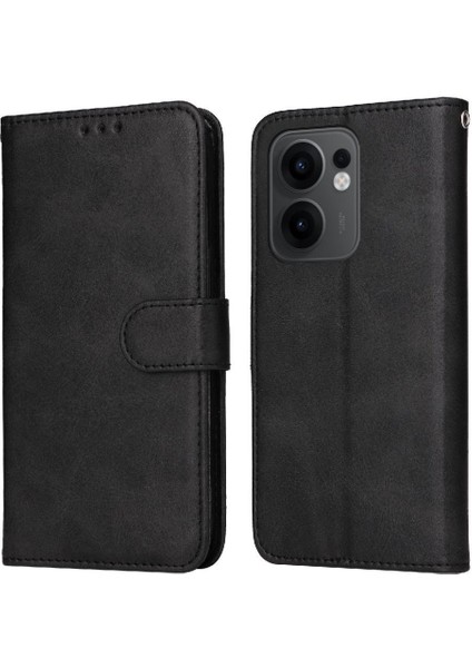 Oppo Reno 13F Basit Iş Pu Deri Manyetik Kapaklı Cüzdan Telefon Kılıfı Kart Tutuculu Koruma Kılıfı (Yurt Dışından)