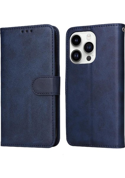 iPhone 15 Pro Max Basit Iş Pu Deri Manyetik Kapaklı Cüzdan Telefon Kılıfı Kart Tutuculu Koruma Kılıfı (Yurt Dışından)