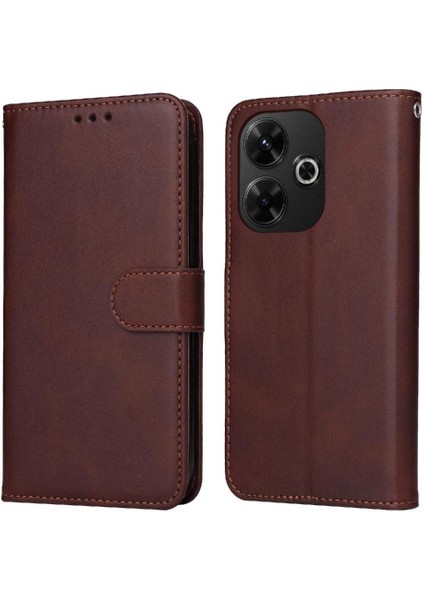 Xiaomi Poco M6 4g Basit Iş Pu Deri Manyetik Kapaklı Cüzdan Telefon Kılıfı Kart Tutuculu Koruma Kılıfı (Yurt Dışından)