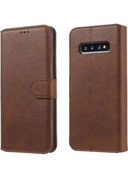 Samsung Galaxy S10 Basit Iş Pu Deri Manyetik Kapaklı Cüzdan Telefon Kılıfı Kart Tutuculu Koruma Kılıfı (Yurt Dışından) fiyatları