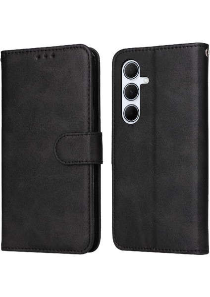 Samsung Galaxy A56 5g Basit Iş Pu Deri Manyetik Kapaklı Cüzdan Telefon Kılıfı Kart Tutuculu Koruma Kılıfı (Yurt Dışından)