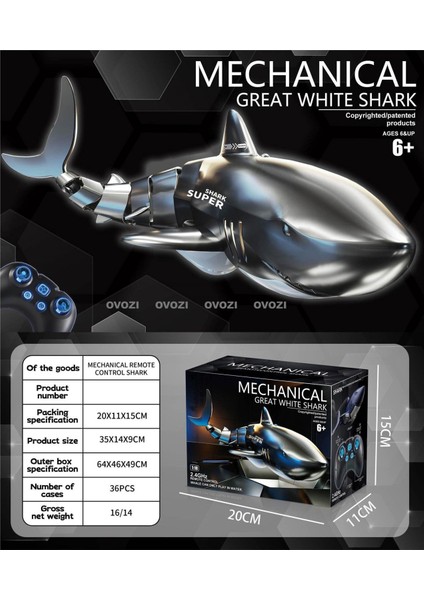 Ovozı Uzaktan Kumandalı Köpekbalığı Rc Balina Rc Balık Çocuk Su Oyuncakları (Yurt Dışından)