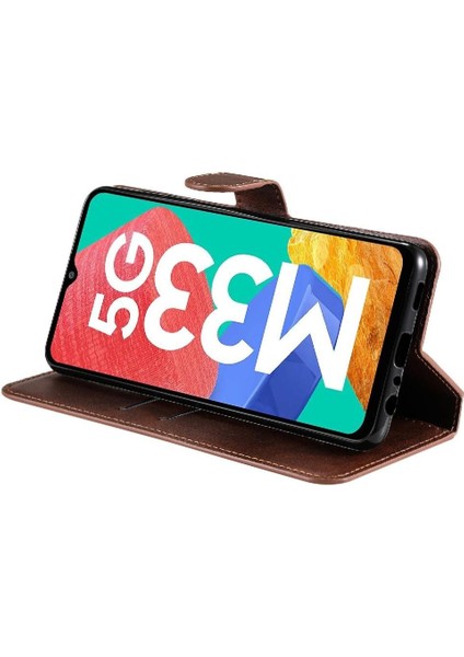 Samsung Galaxy M33 5g Basit Iş Pu Deri Manyetik Kapaklı Cüzdan Telefon Kılıfı Kart Tutuculu Koruma Kılıfı (Yurt Dışından) modelleri