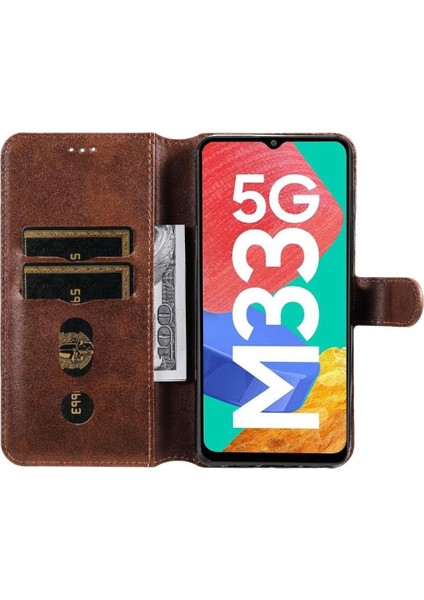 Samsung Galaxy M33 5g Basit Iş Pu Deri Manyetik Kapaklı Cüzdan Telefon Kılıfı Kart Tutuculu Koruma Kılıfı (Yurt Dışından) indirimleri