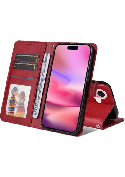 iPhone 16 Plus Basit Iş Pu Deri Manyetik Kapaklı Cüzdan Telefon Kılıfı Kart Tutuculu Koruma Kılıfı (Yurt Dışından) indirimleri