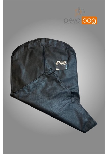 Pencereli Takım Elbise Kılıfı-Gamboç Siyah 65 Gr. ( 3 Adettir) 62X102+8 Körüklü Model
