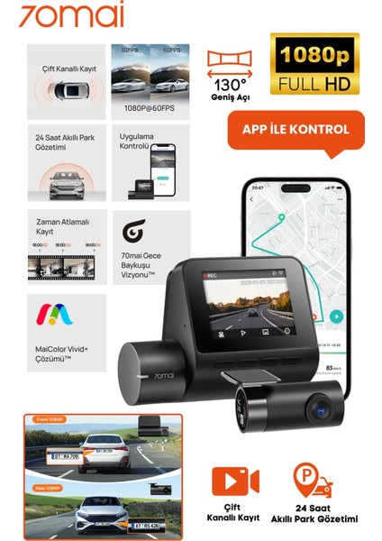 70MAI A200 + RC11 Ön ve Arka Araç Içi Kamera Seti