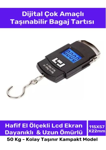 Seyahat Bavul Ağırlık Tartı Dijital Çok Amaçlı Taşınabilir Bagaj Tartısı Max 50 kg