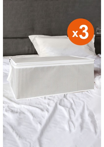 3 Adet Baza Altı Düzenleyici Kumaş Hurç Gri 30*50*20 cm