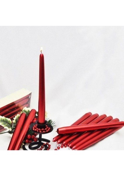 4 Adet Şamdan Mum Varaklı Kırmızı Şamdan Mum fiyatları