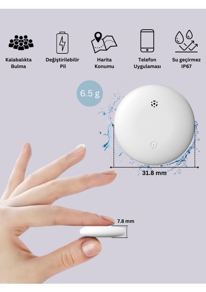 Wireless Airtag Akıllı Takip Cihazı Beyaz (Sadece iPhone Uyumlu) fırsatları