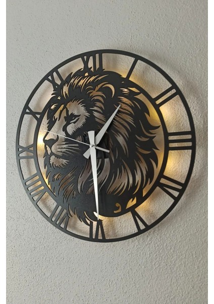 40 cm Aslan Figürlü Işıklı Dekoratif Duvar Saati, Galatasaraylı Duvar Saati, Ofis Duvar Saati fiyatları