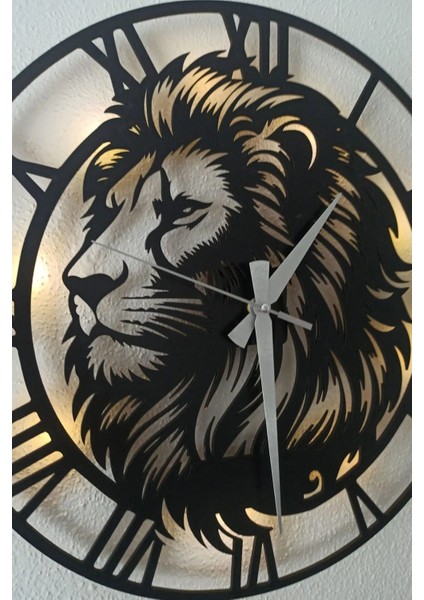 40 cm Aslan Figürlü Işıklı Dekoratif Duvar Saati, Galatasaraylı Duvar Saati, Ofis Duvar Saati modelleri