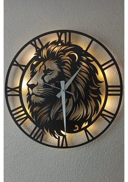 40 cm Aslan Figürlü Işıklı Dekoratif Duvar Saati, Galatasaraylı Duvar Saati, Ofis Duvar Saati indirimleri