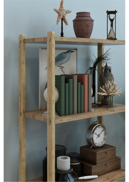 Elvira Atlantik Çam Ahşap 4 Raflı Kitaplık - Çok Amaçlı Dekoratif Raf - Modern Tasarım-Kolay Montaj fiyatları
