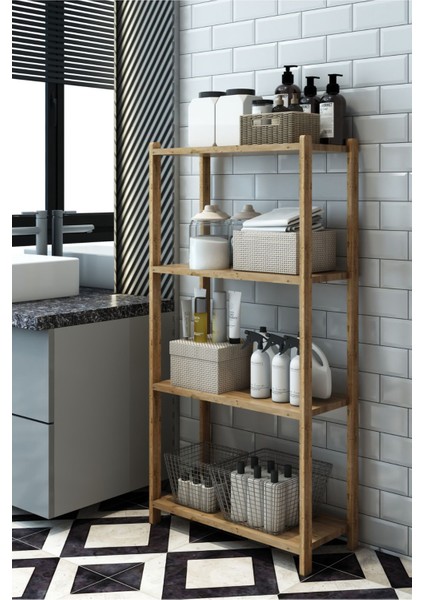 Elvira Atlantik Çam Ahşap 4 Raflı Kitaplık - Çok Amaçlı Dekoratif Raf - Modern Tasarım-Kolay Montaj indirimleri