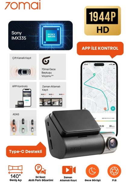 70MAI A500S Pro Plus Dahili Gps Araç Kamerası