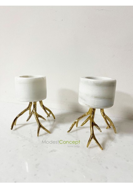 Doğal Beyaz Mermer Mumluk, Ayaklı Mumluk, Mermer Tealight, Gold Ayaklı Mumluk 2 Adet fırsatları