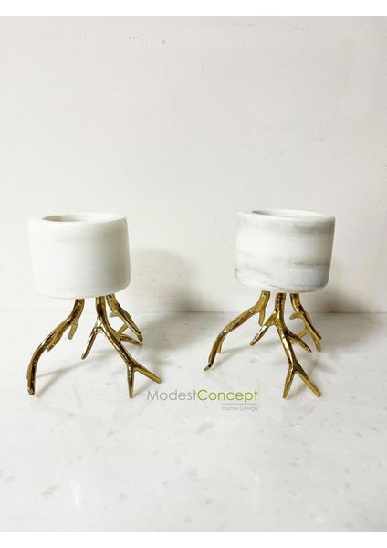 Doğal Beyaz Mermer Mumluk, Ayaklı Mumluk, Mermer Tealight, Gold Ayaklı Mumluk 2 Adet indirimleri