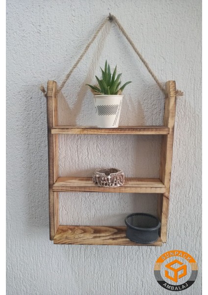 Sunpack Ahşap Duvar Çiçekliği - 3 Raflı, Düz Model, 45X30CM, Ceviz, Dekoratif, Doğal ve Şık Tasarım modelleri