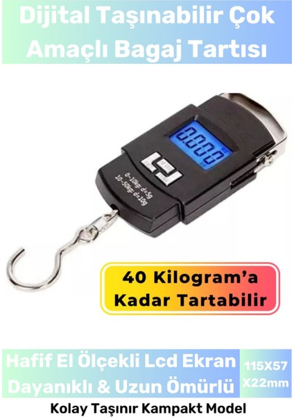Deluxe LCD Ekran Seyahat Bavul Ağırlık Tartı Dijital Çok Amaçlı Taşınabilir Bagaj Tartısı Max 40 kg