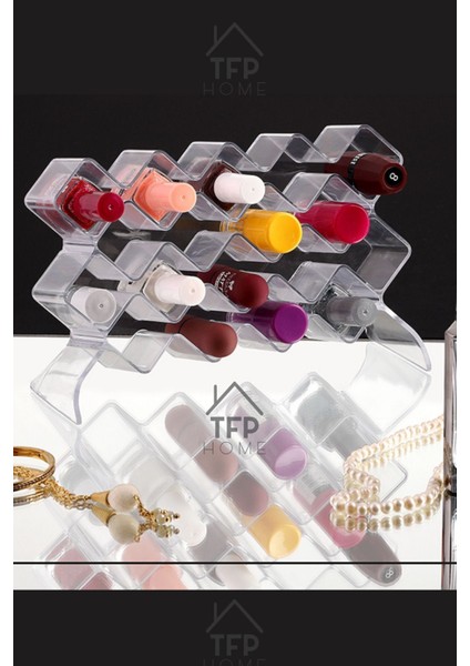 18 Bölmeli Rujluk ve Ojelik 2 In 1 Lüx Kristal Makyaj & Takı Organizeri