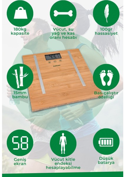 48456 Vücut Analiz Fonksiyonlu Bamboo Baskül fiyatları