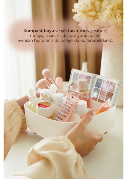 4 Bölmeli Ayaklı Makyaj - Takı Organizeri Beyaz fırsatları