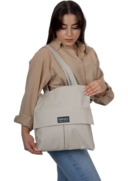 Kadın Bej Fermuarlı El ve Omuz Çantası Kumaş Bez Çanta Özel Dikim Kreasyonu fiyatları