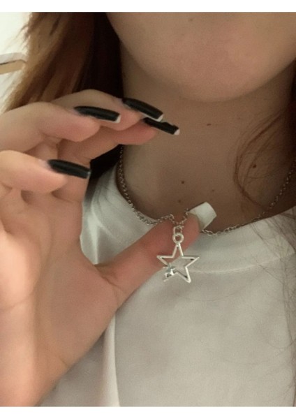 Yıldız Kolye Y2K Gümüş Kaplama modelleri